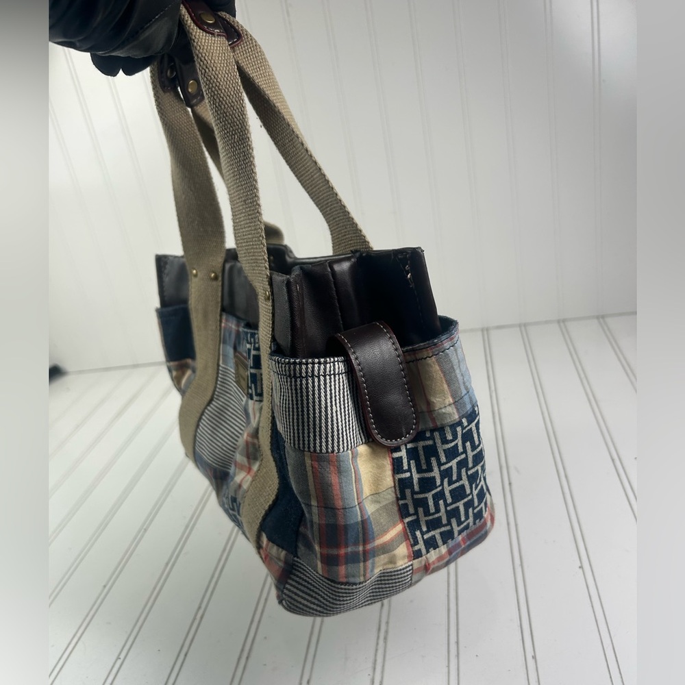 Tommy Hilfiger Vintage Y2K American Patchwork Classic Madras Plaid Denim Handbag - Picture 13 of 15